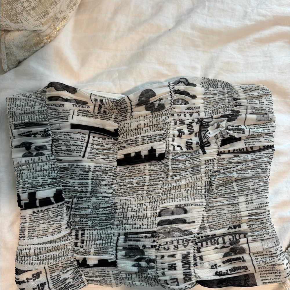 Zara Cream and Black Print Top